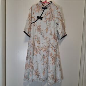 NWT Girls Qipao 3D Cherry Blossom Long Sleeve Flared Hem (8-9years approximate*)